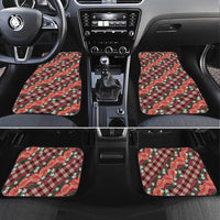 Polynesian Monstera Tiare Floral Car Mats Burgundy Tropical Plaid - Polynesian Pride