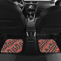 Polynesian Monstera Tiare Floral Car Mats Burgundy Tropical Plaid - Polynesian Pride