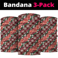 Polynesian Monstera Tiare Floral Neck Gaiter Burgundy Tropical Plaid - Polynesian Pride
