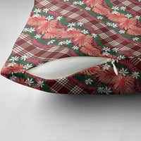 Polynesian Monstera Tiare Floral Pillow Cover Burgundy Tropical Plaid - Polynesian Pride