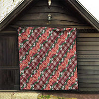 Polynesian Monstera Tiare Floral Quilt Burgundy Tropical Plaid - Polynesian Pride