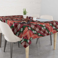 Polynesian Monstera Tiare Floral Tablecloth Burgundy Tropical Plaid - Polynesian Pride