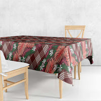 Polynesian Monstera Tiare Floral Tablecloth Burgundy Tropical Plaid - Polynesian Pride