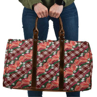 Polynesian Monstera Tiare Floral Travel Bag Burgundy Tropical Plaid - Polynesian Pride