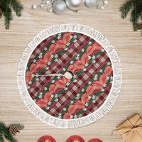 Polynesian Monstera Tiare Floral Tree Skirt Burgundy Tropical Plaid - Polynesian Pride