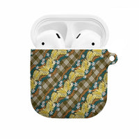 Polynesian Monstera Tiare Floral AirPods Case Yellow Tropical Plaid - Polynesian Pride