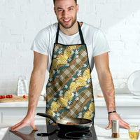 Polynesian Monstera Tiare Floral Apron Yellow Tropical Plaid - Polynesian Pride