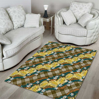 Polynesian Monstera Tiare Floral Area Rug Yellow Tropical Plaid - Polynesian Pride