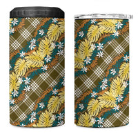 Polynesian Monstera Tiare Floral 4 in 1 Can Cooler Tumbler Yellow Tropical Plaid - Polynesian Pride