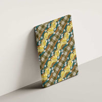 Polynesian Monstera Tiare Floral Canvas Wall Art Yellow Tropical Plaid - Polynesian Pride