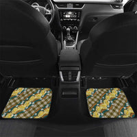 Polynesian Monstera Tiare Floral Car Mats Yellow Tropical Plaid - Polynesian Pride