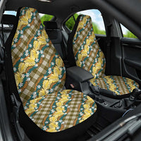 Polynesian Monstera Tiare Floral Car Seat Cover Yellow Tropical Plaid - Polynesian Pride