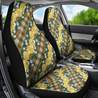 Polynesian Monstera Tiare Floral Car Seat Cover Yellow Tropical Plaid - Polynesian Pride