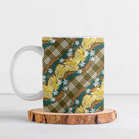 Polynesian Monstera Tiare Floral Ceramic Mug Yellow Tropical Plaid - Polynesian Pride