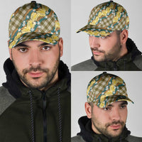 Polynesian Monstera Tiare Floral Classic Cap Yellow Tropical Plaid - Polynesian Pride