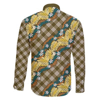 Polynesian Monstera Tiare Floral Family Matching Off The Shoulder Long Sleeve Dress and Hawaiian Shirt Yellow Tropical Plaid - Polynesian Pride