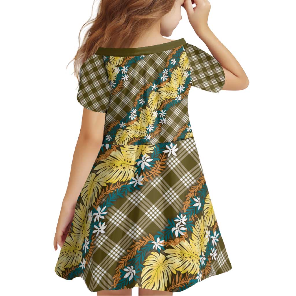 Polynesian Monstera Tiare Floral Family Matching Tank Maxi Dress and Hawaiian Shirt Yellow Tropical Plaid - Polynesian Pride