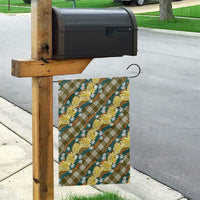 Polynesian Monstera Tiare Floral Garden Flag Yellow Tropical Plaid - Polynesian Pride