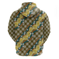 Polynesian Monstera Tiare Floral Hoodie Yellow Tropical Plaid - Polynesian Pride