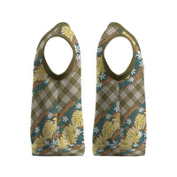 Polynesian Monstera Tiare Floral Christmas Knitted V-Neck Vest Yellow Tropical Plaid - Polynesian Pride