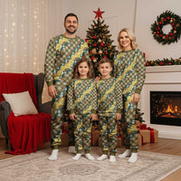 Polynesian Monstera Tiare Floral Christmas Pajama Set Yellow Tropical Plaid - Polynesian Pride