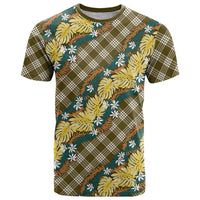 Polynesian Monstera Tiare Floral T Shirt Yellow Tropical Plaid - Polynesian Pride