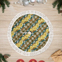 Polynesian Monstera Tiare Floral Tree Skirt Yellow Tropical Plaid - Polynesian Pride