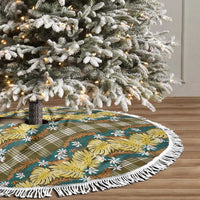 Polynesian Monstera Tiare Floral Tree Skirt Yellow Tropical Plaid - Polynesian Pride