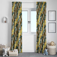 Polynesian Monstera Tiare Floral Window Curtain Yellow Tropical Plaid - Polynesian Pride