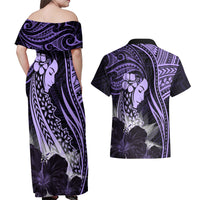 Polynesian Women Day 2024 Couples Matching Off Shoulder Maxi Dress and Hawaiian Shirt Hibiscus Girl Tribal LT01 - Polynesian Pride