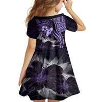 Polynesian Women Day 2024 Kid Short Sleeve Dress Hibiscus Girl Tribal LT01 - Polynesian Pride