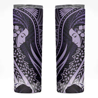 Polynesian Women Day 2024 Skinny Tumbler Hibiscus Girl Tribal LT01 Purple - Polynesian Pride