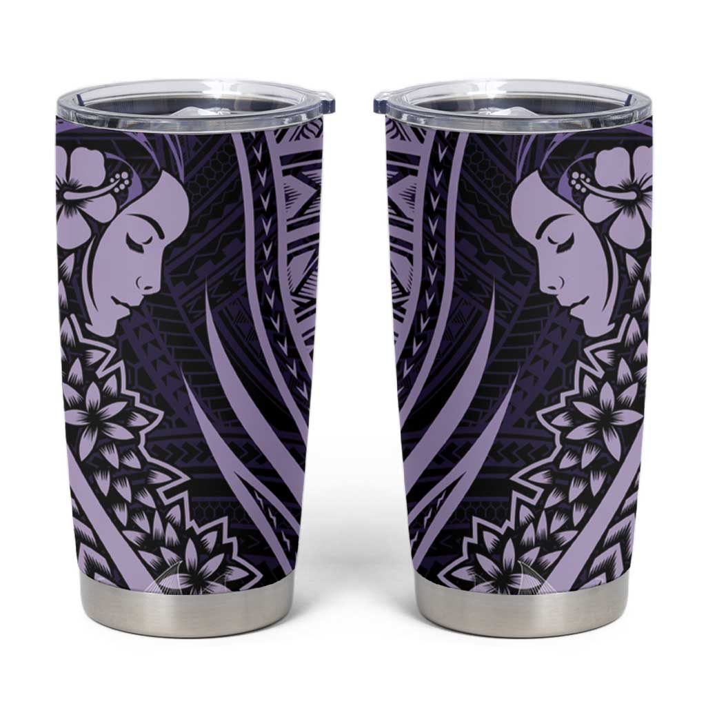 Polynesian Women Day 2024 Tumbler Cup Hibiscus Girl Tribal