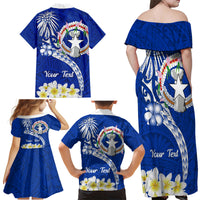 Northern Mariana Islands Commonwealth Day 2024 Family Matching Off Shoulder Maxi Dress and Hawaiian Shirt Dolphin With Plumeria Flower LT01 - Polynesian Pride