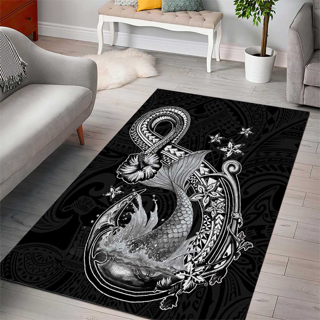 Hawaii Mermaid Monotone Area Rug Polynesian Pattern Fish Hook LT01 - Polynesian Pride