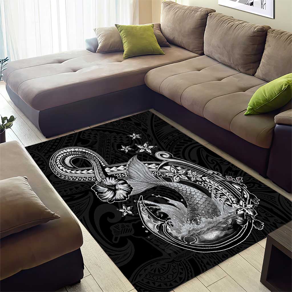 Hawaii Mermaid Monotone Area Rug Polynesian Pattern Fish Hook LT01 - Polynesian Pride