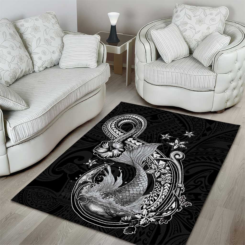 Hawaii Mermaid Monotone Area Rug Polynesian Pattern Fish Hook LT01 - Polynesian Pride