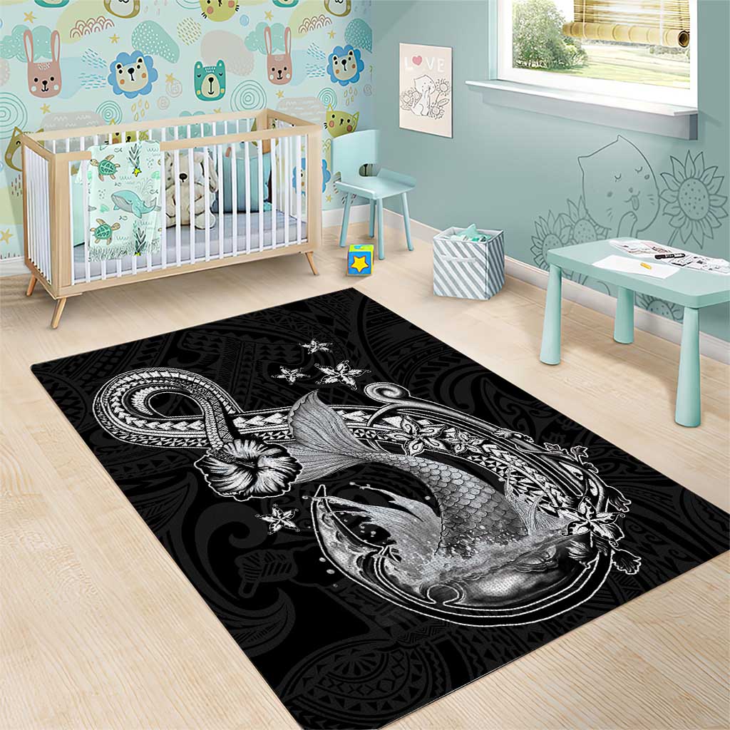 Hawaii Mermaid Monotone Area Rug Polynesian Pattern Fish Hook LT01 - Polynesian Pride