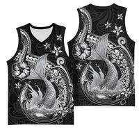 Hawaii Mermaid Monotone Basketball Jersey Polynesian Pattern Fish Hook