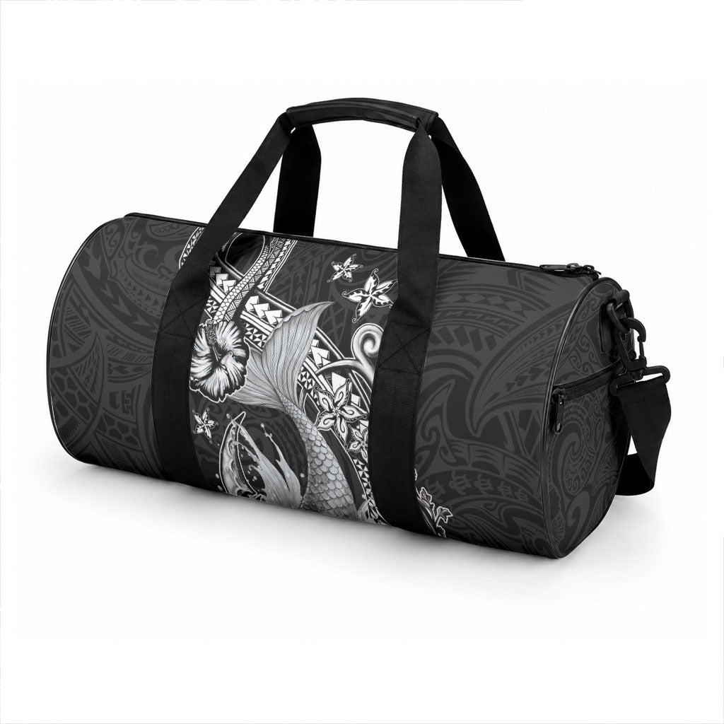 Hawaii Mermaid Monotone Duffle Bag Polynesian Pattern Fish Hook
