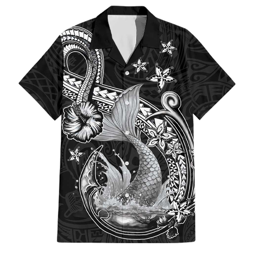 Hawaii Mermaid Monotone Family Matching Short Sleeve Bodycon Dress and Hawaiian Shirt Polynesian Pattern Fish Hook
