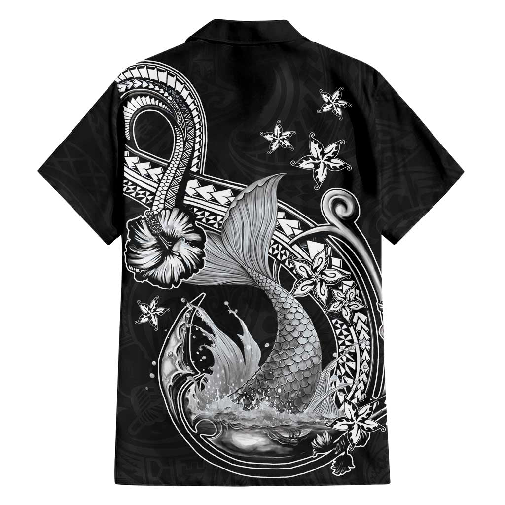 Hawaii Mermaid Monotone Family Matching Short Sleeve Bodycon Dress and Hawaiian Shirt Polynesian Pattern Fish Hook