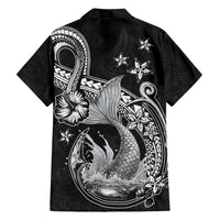 Hawaii Mermaid Monotone Family Matching Short Sleeve Bodycon Dress and Hawaiian Shirt Polynesian Pattern Fish Hook