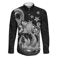 Hawaii Mermaid Monotone Family Matching Short Sleeve Bodycon Dress and Hawaiian Shirt Polynesian Pattern Fish Hook