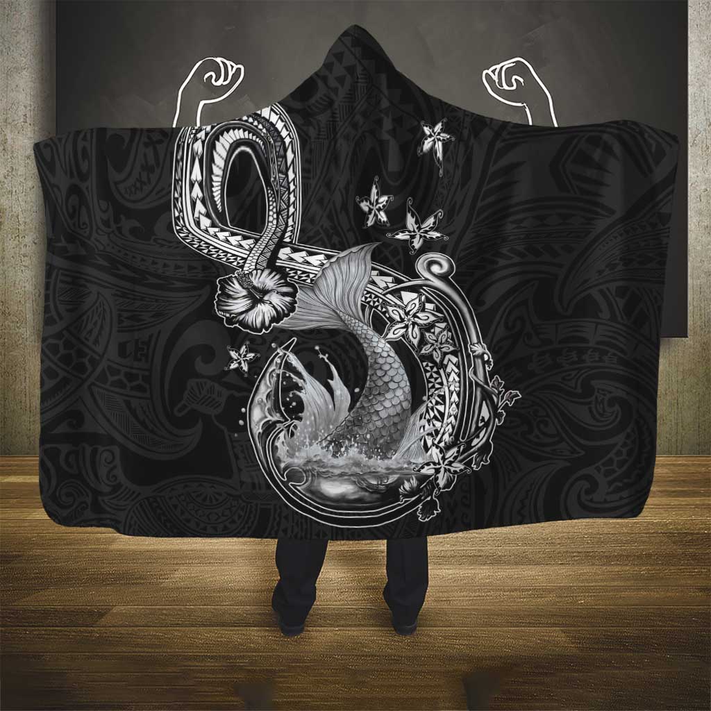 Hawaii Mermaid Monotone Hooded Blanket Polynesian Pattern Fish Hook LT01 - Polynesian Pride