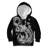 Hawaii Mermaid Monotone Kid Hoodie Polynesian Pattern Fish Hook