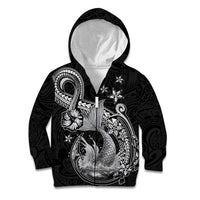 Hawaii Mermaid Monotone Kid Hoodie Polynesian Pattern Fish Hook