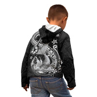 Hawaii Mermaid Monotone Kid Hoodie Polynesian Pattern Fish Hook