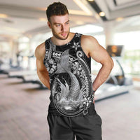 Hawaii Mermaid Monotone Men Tank Top Polynesian Pattern Fish Hook LT01 Black - Polynesian Pride