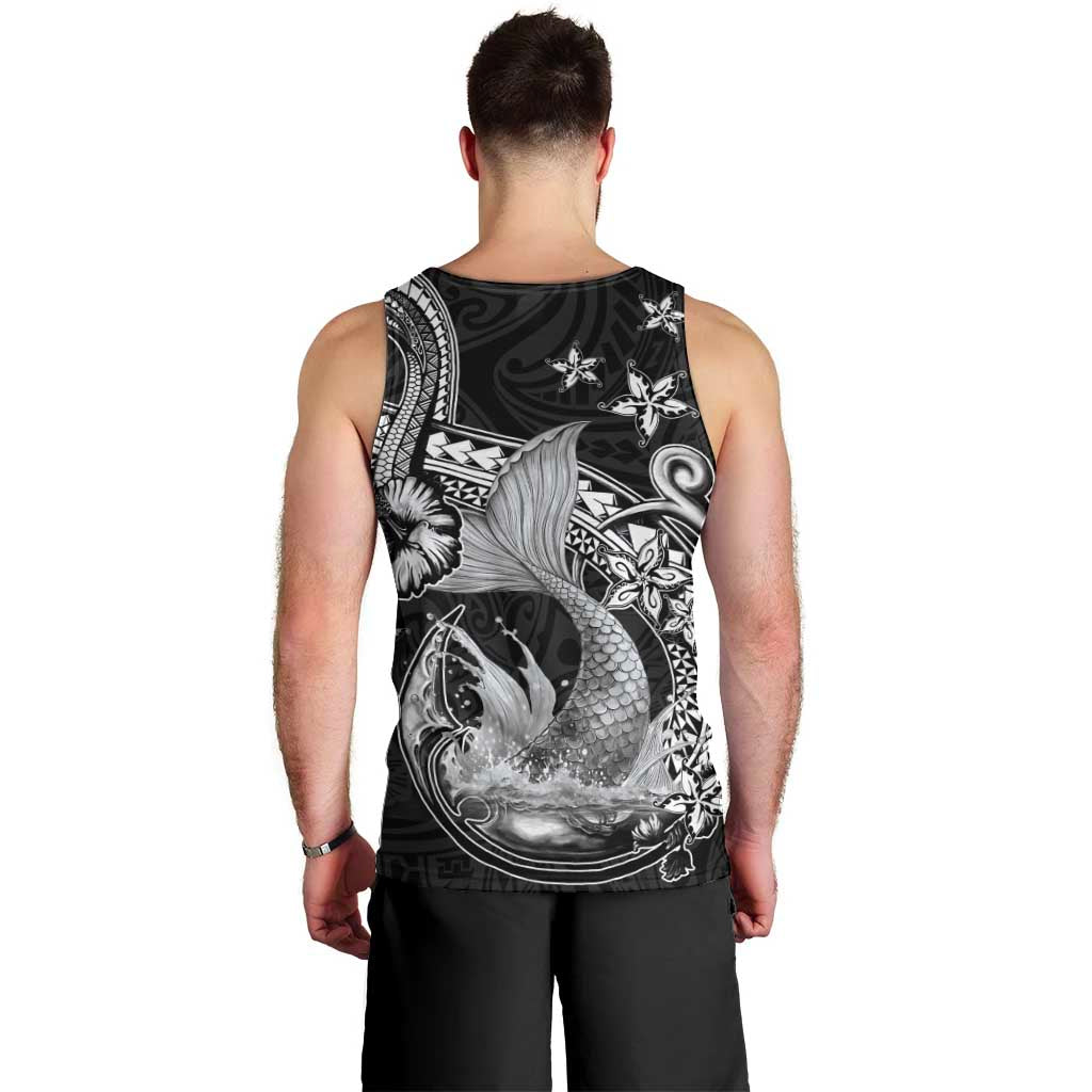 Hawaii Mermaid Monotone Men Tank Top Polynesian Pattern Fish Hook LT01 - Polynesian Pride